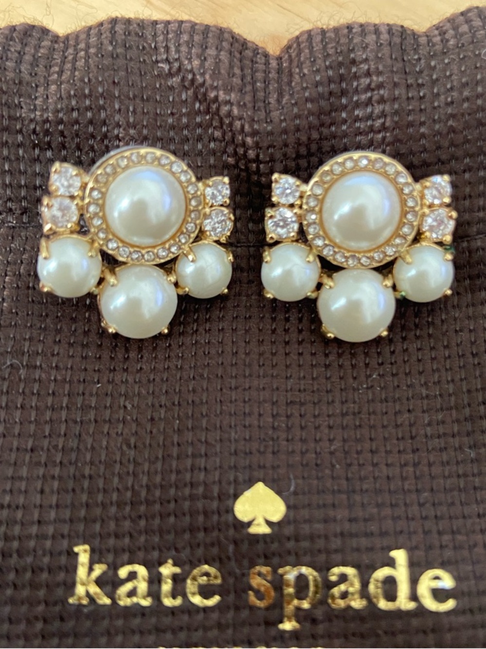 kate spade Gold-Tone Pearl Cluster Stud Earrings with Crystal Accents